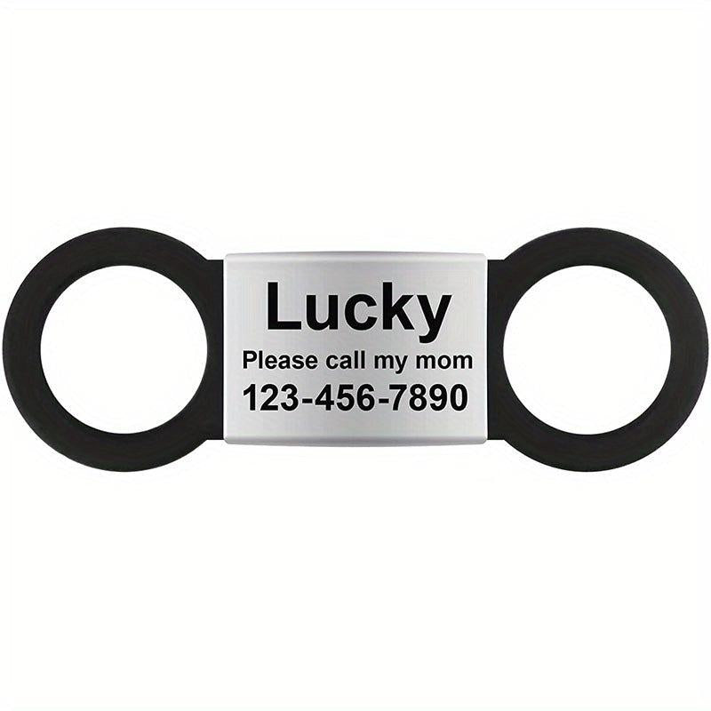 Custom Slide-On Pet ID Tag, Silent Engraved, No Jingle