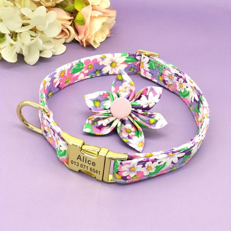 Floral Dog Collar Soft Durable Adjustable Small Medium Large Dogs