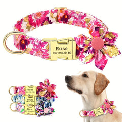 Floral Dog Collar Soft Durable Adjustable Small Medium Large Dogs