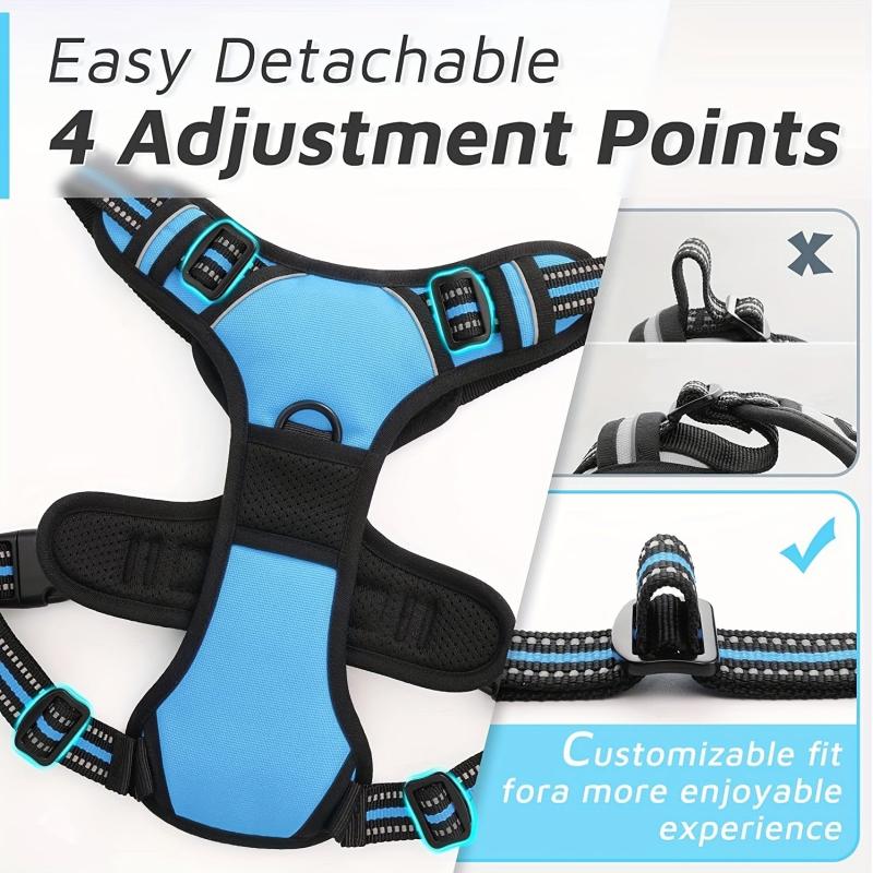 3pcs Escape Proof Dog Harness Set with Leash and Poop Bag Dispenser