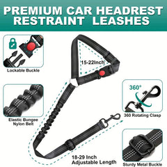 2 Pack Dog Seatbelt Harness Reflective Tether for Small Medium & Large Dogs
