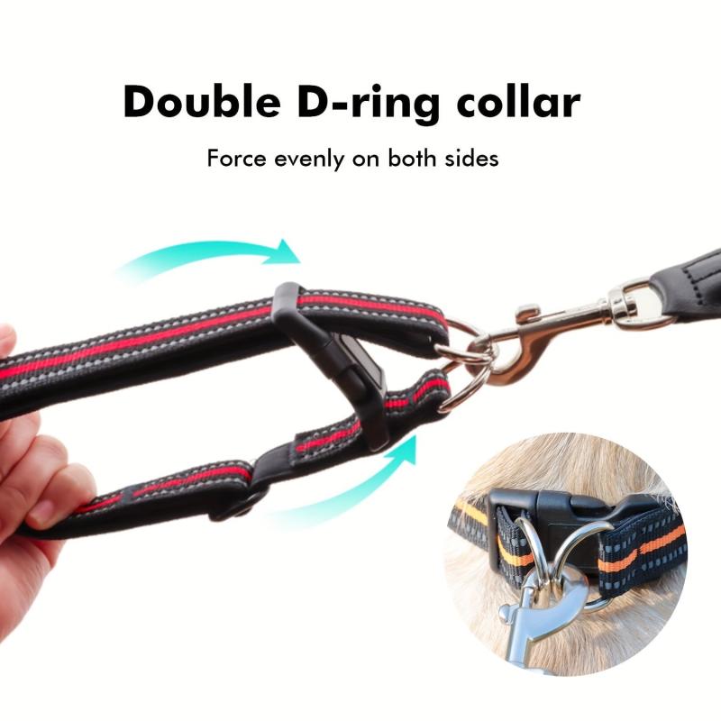 Reflective Dog Collar Adjustable Nylon Pet Collar with Double D Ring