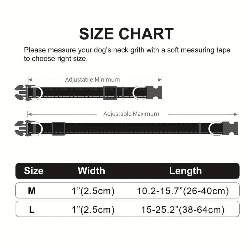 Reflective Dog Collar Adjustable Nylon Pet Collar with Double D Ring