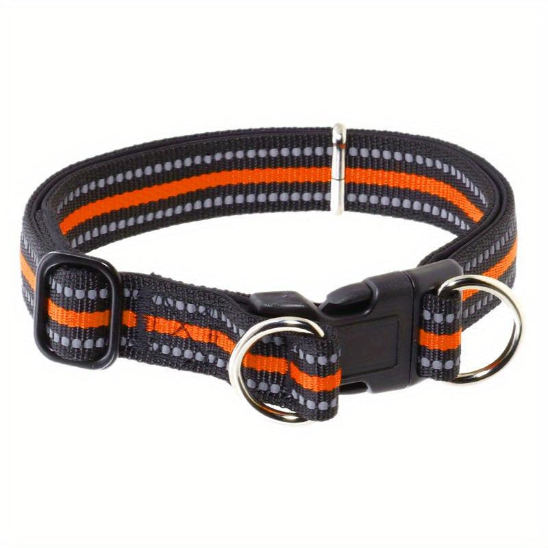 Reflective Dog Collar Adjustable Nylon Pet Collar with Double D Ring
