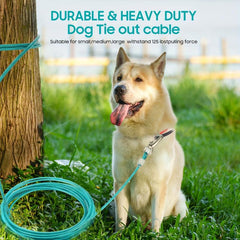 Heavy Duty Dog Tie Out Cable 100FT for Large Dogs Up To 120lbs