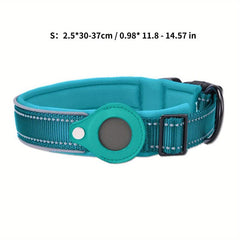 Reflective Nylon Dog Collar with Air Tag Holder and Padding