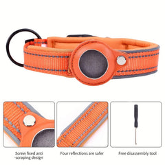 Reflective Nylon Dog Collar with Air Tag Holder and Padding