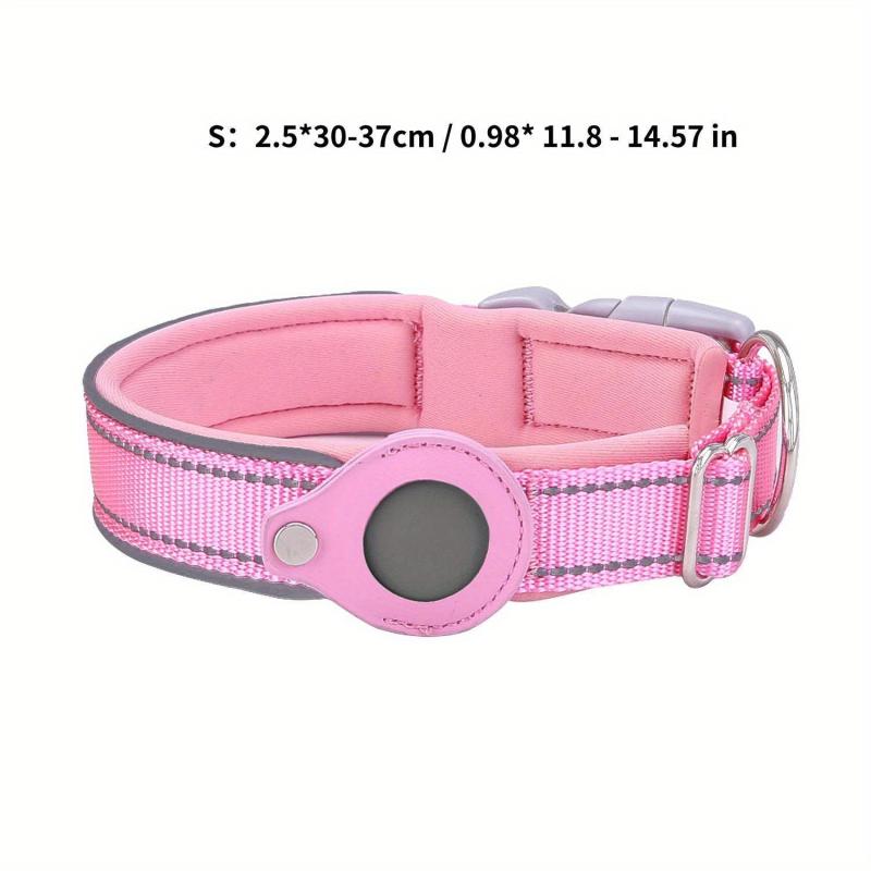 Reflective Nylon Dog Collar with Air Tag Holder and Padding