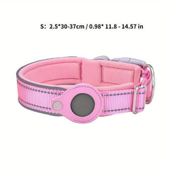 Reflective Nylon Dog Collar with Air Tag Holder and Padding