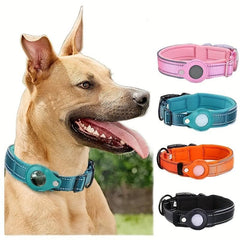 Reflective Nylon Dog Collar with Air Tag Holder and Padding