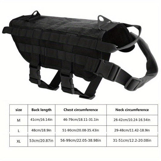 Adjustable Tactical Dog Harness for Training - Outdoor Vest with Handle