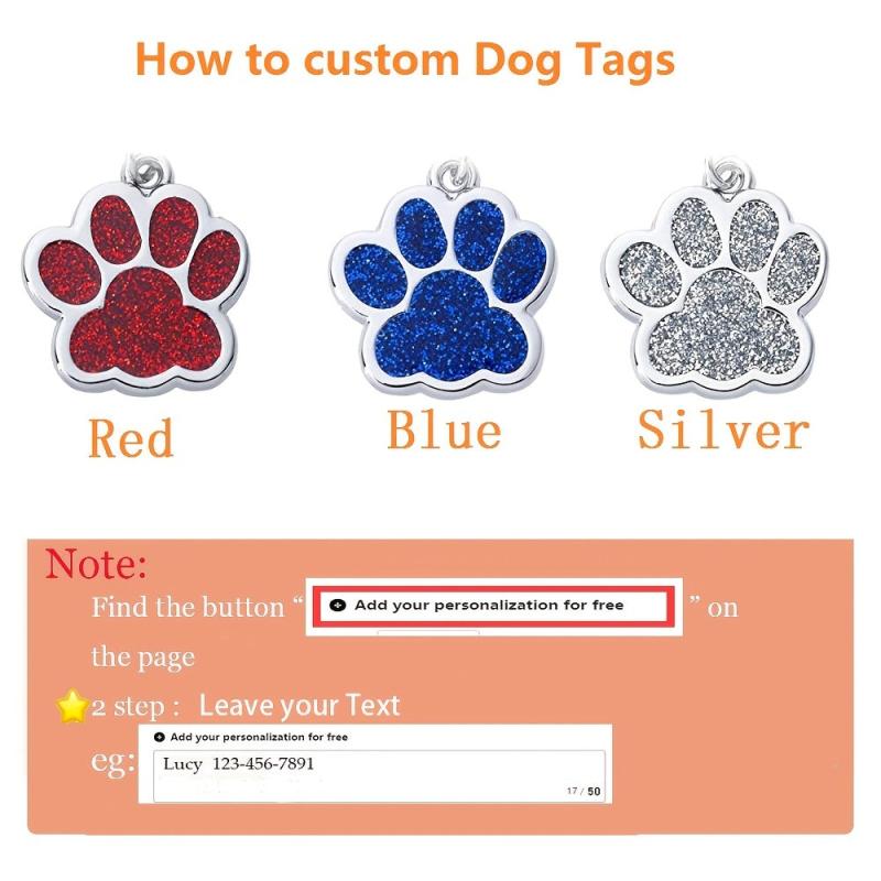 Customizable Dog Paw Shape Engraving Pet ID Tag
