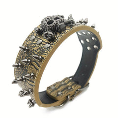 Spiked Studded Leather Dog Collar With Leash Rivet PU Leather Dog Collar