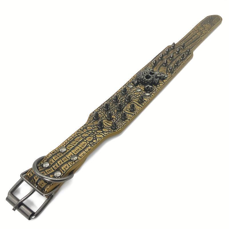 Spiked Studded Leather Dog Collar With Leash Rivet PU Leather Dog Collar