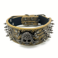 Spiked Studded Leather Dog Collar With Leash Rivet PU Leather Dog Collar