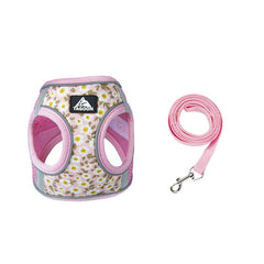 Pet Floral Pattern Chest Strap And Leash Set for Small and Medium Cats and Dogs