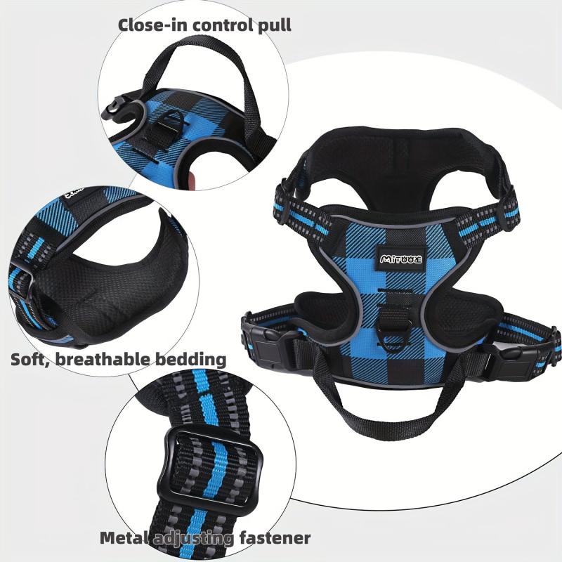 Adjustable Reflective Dog Harness Red Christmas Festivals