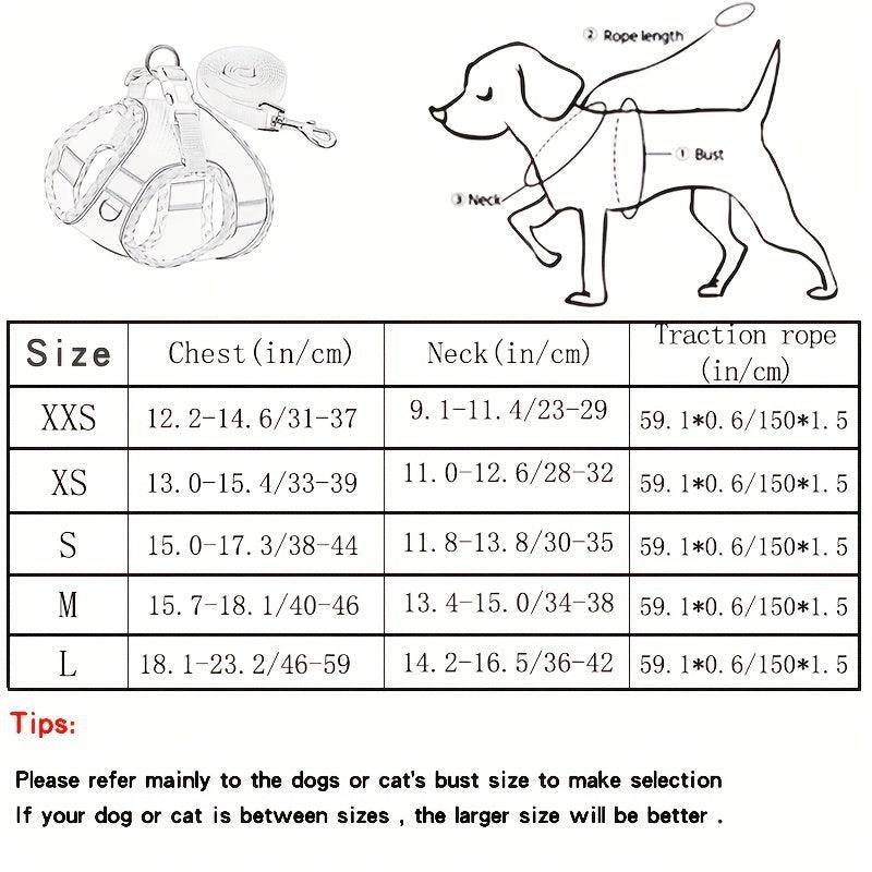 Mesh Reflective Pet Harness Durable Dog Vest Harness With Leash