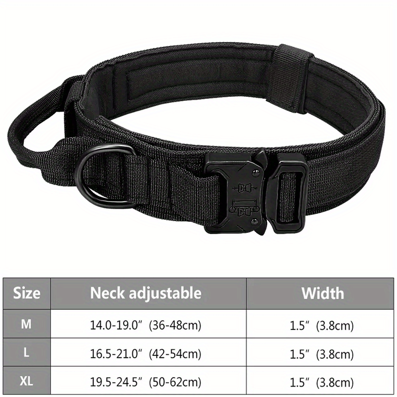 Tactical Dog Collar w/ Handle Adjustable Training Collar for M/L Dogs