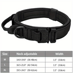 Tactical Dog Collar w/ Handle Adjustable Training Collar for M/L Dogs