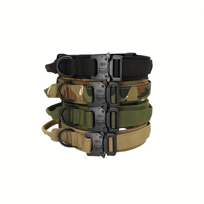 Tactical Dog Collar w/ Handle Adjustable Training Collar for M/L Dogs