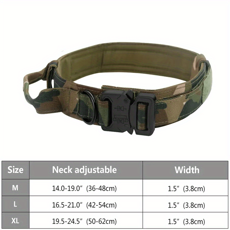 Tactical Dog Collar w/ Handle Adjustable Training Collar for M/L Dogs