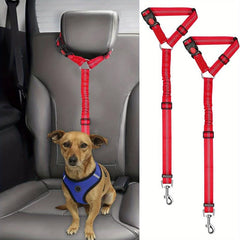 Adjustable Dog & Cat Car Seat Belts x 2 - Keep Your Pets Safe