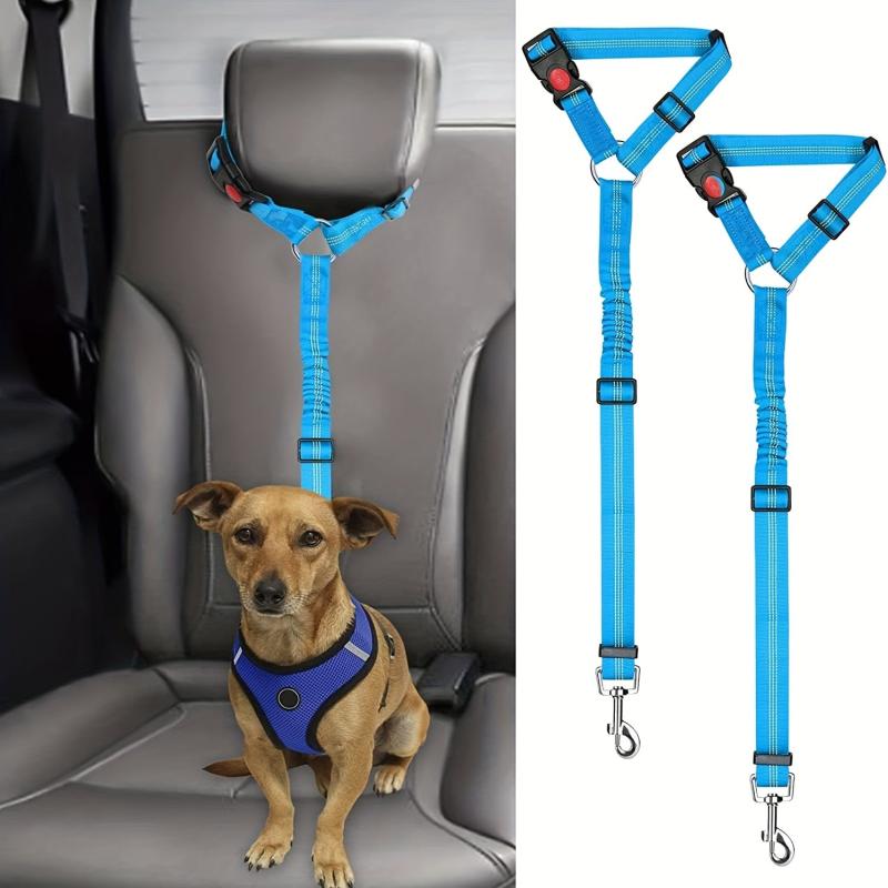 Adjustable Dog & Cat Car Seat Belts x 2 - Keep Your Pets Safe