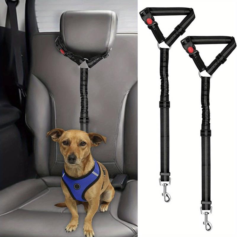 Adjustable Dog & Cat Car Seat Belts x 2 - Keep Your Pets Safe