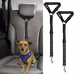 Adjustable Dog & Cat Car Seat Belts x 2 - Keep Your Pets Safe