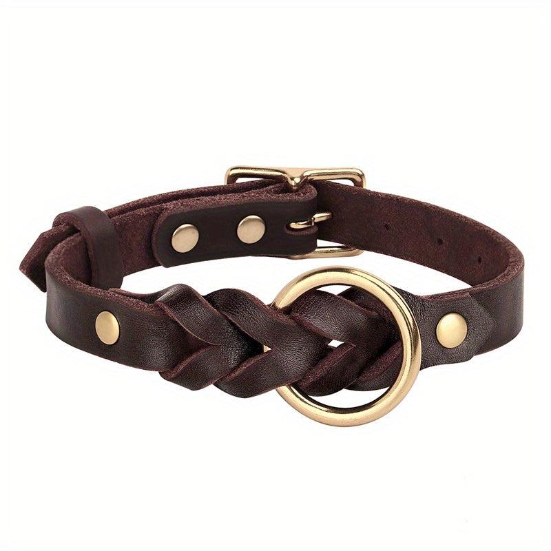 Stylish Leather Pet Collar for Medium and Large Dogs