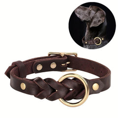 Stylish Leather Pet Collar for Medium and Large Dogs