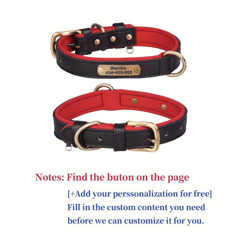 Engraved Anti-Lost Pet Collar for Dogs, PU Leather, Various Sizes