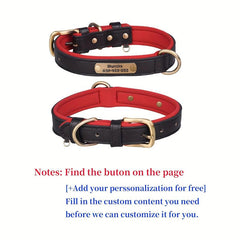 Engraved Anti-Lost Pet Collar for Dogs, PU Leather, Various Sizes