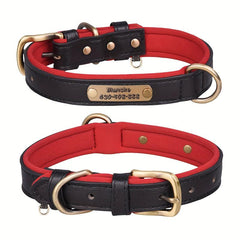 Engraved Anti-Lost Pet Collar for Dogs, PU Leather, Various Sizes