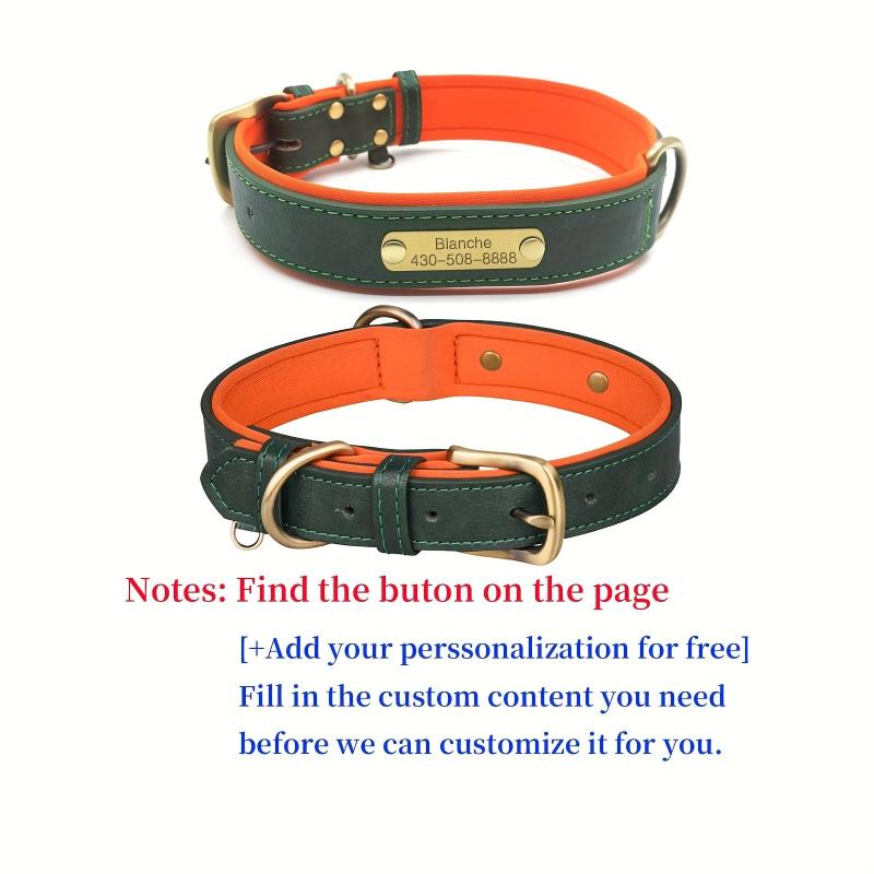 Personalized Leather Dog Collar with Engraved Name Plate