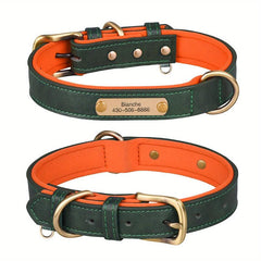 Personalized Leather Dog Collar with Engraved Name Plate