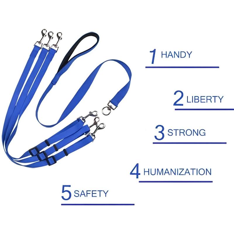 3 in 1 Nylon Dog Leash with Padded Handle for Outdoor Walking