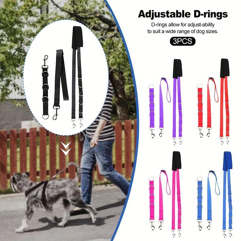3pc Hands Pet Grooming Leash with D Rings for Small and Medium Dogs and Cats