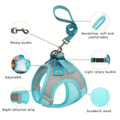 Soft Dog Harness And Leash Set Comfortable Breathable Mesh Dog Harness Vest