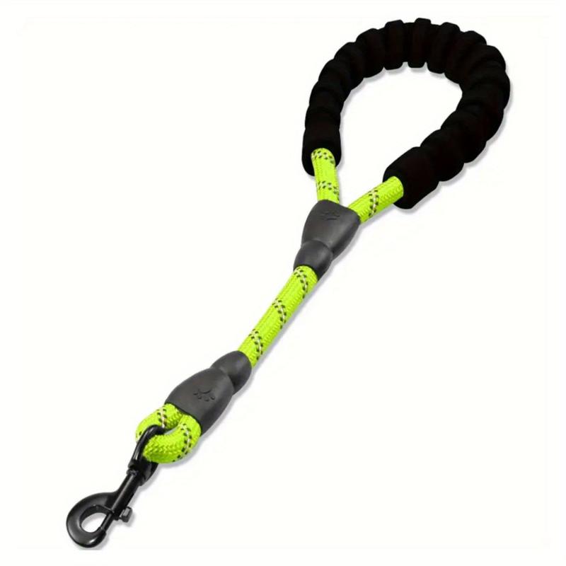 Short Nylon Dog Lead For Training Reflective Threads