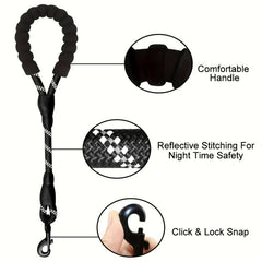 Short Nylon Dog Lead For Training Reflective Threads