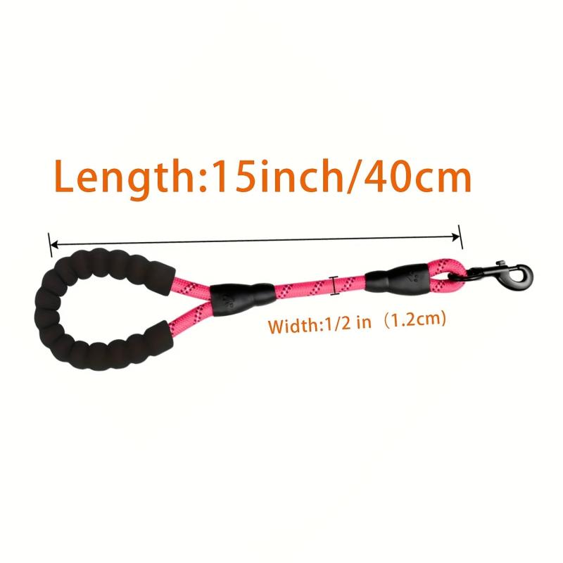 Short Nylon Dog Lead For Training Reflective Threads
