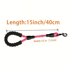 Short Nylon Dog Lead For Training Reflective Threads
