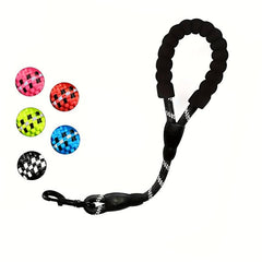 Short Nylon Dog Lead For Training Reflective Threads
