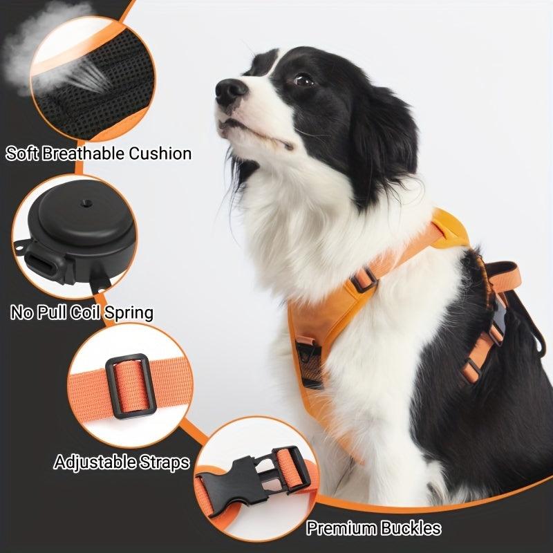 Adjustable Dog Harness & Retractable Leash Combo for Comfortable Walks