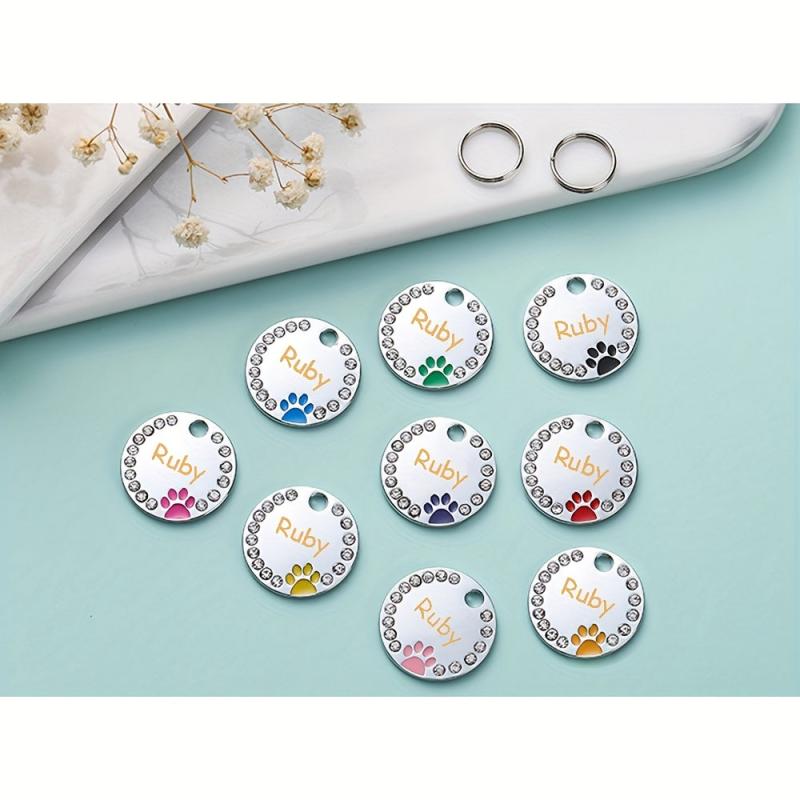 Custom Round Shape Dog Tag Pendant Personalized Pet ID Tag