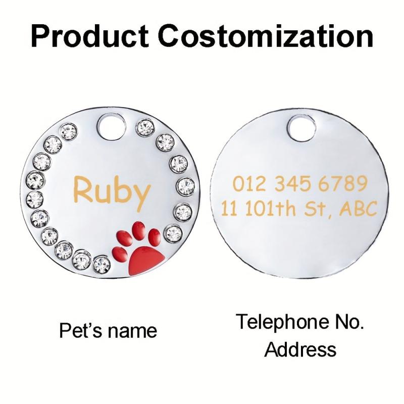Custom Round Shape Dog Tag Pendant Personalized Pet ID Tag
