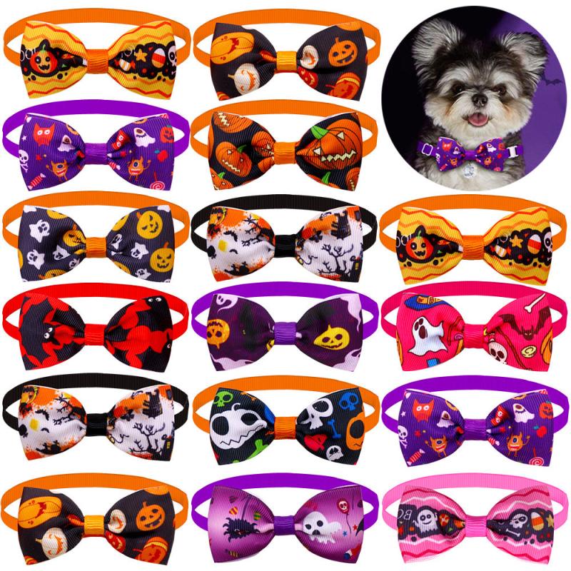 10pcs Adjustable Pet Bow Tie Halloween Costume for Dogs Cats