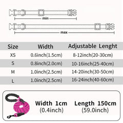 Personalized Reflective Dog Collar and Leash Set for Girl and Boy Dogs